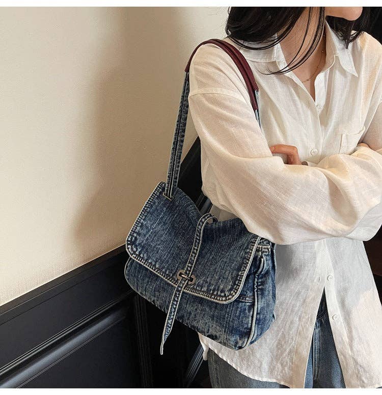 Denim Shoulder Tote