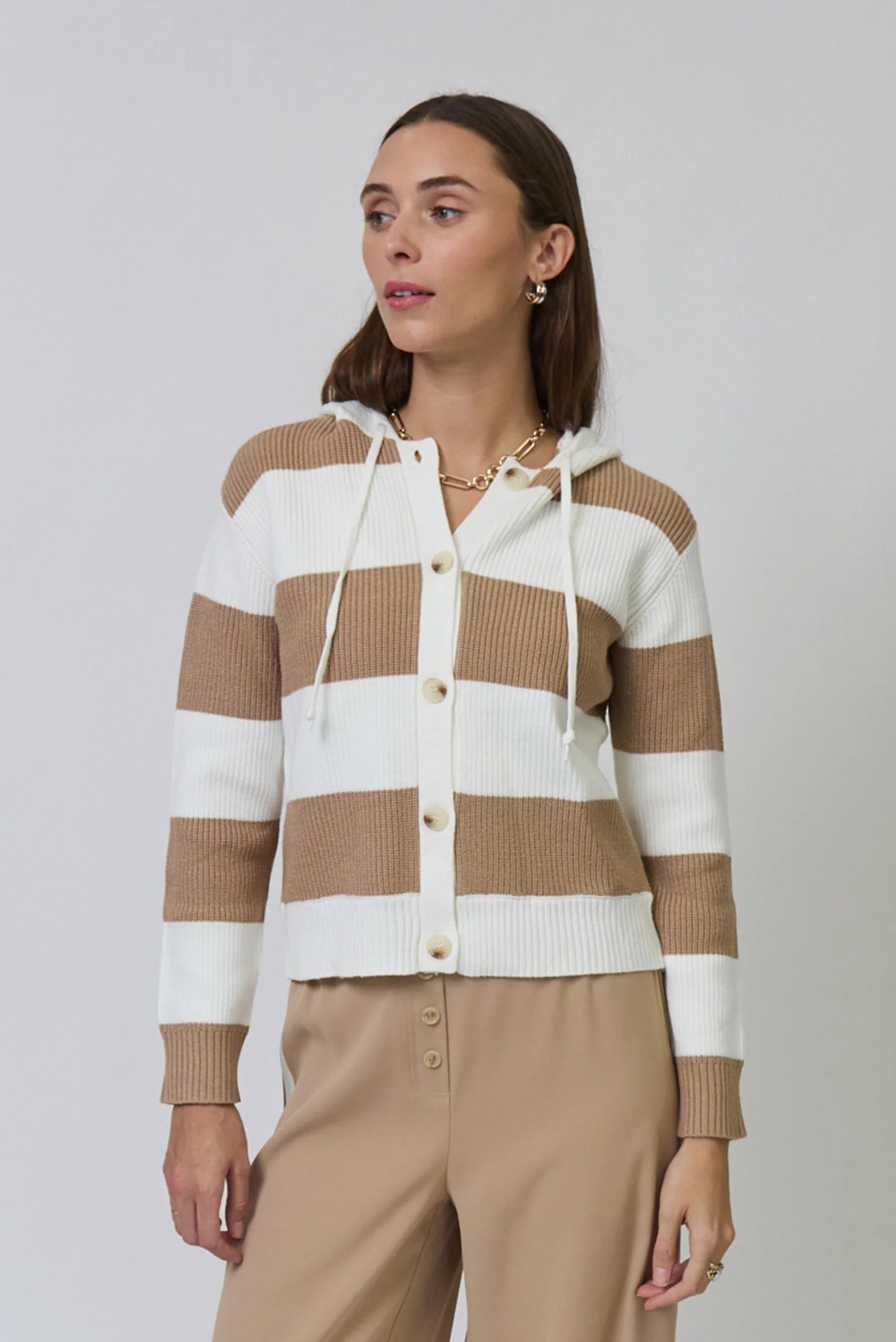 Chloe Hooded Rugby Cardigan