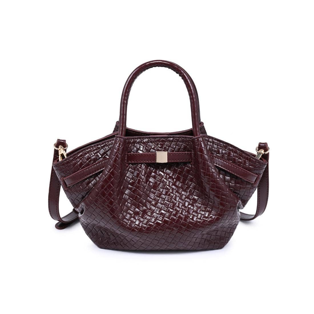 Selena - Embossed Woven Crossbody: Burgundy