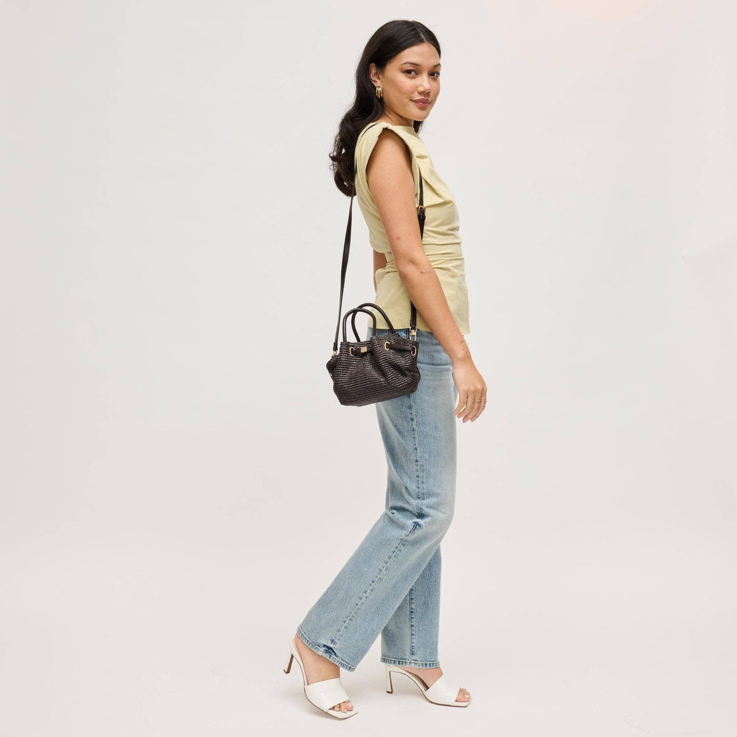 Selena - Straw Crossbody: Natural Black