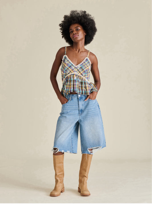 Bryna Top Embroidered Plaid