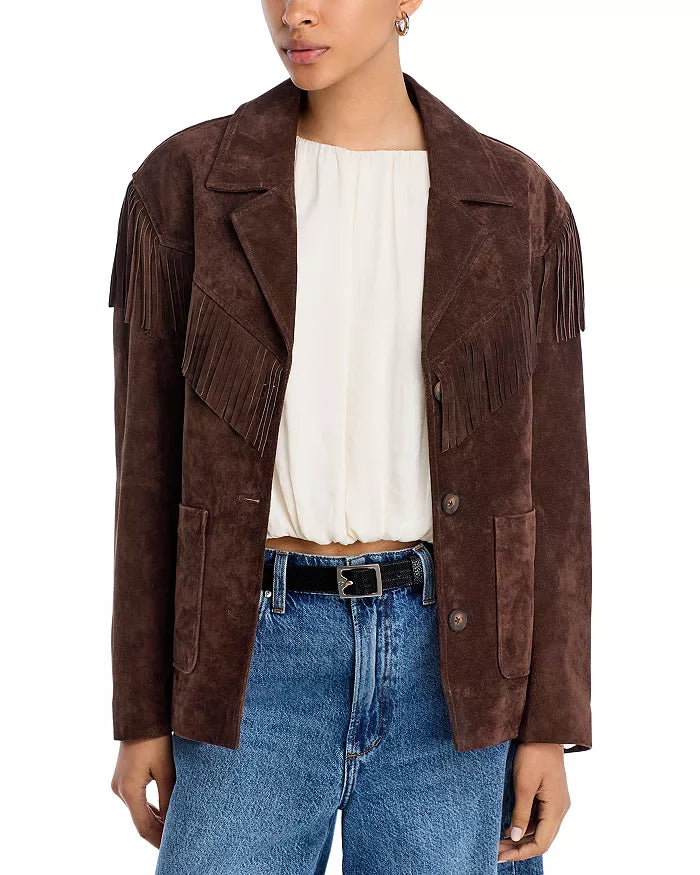 BLANK NYC Suede Fringe Jacket