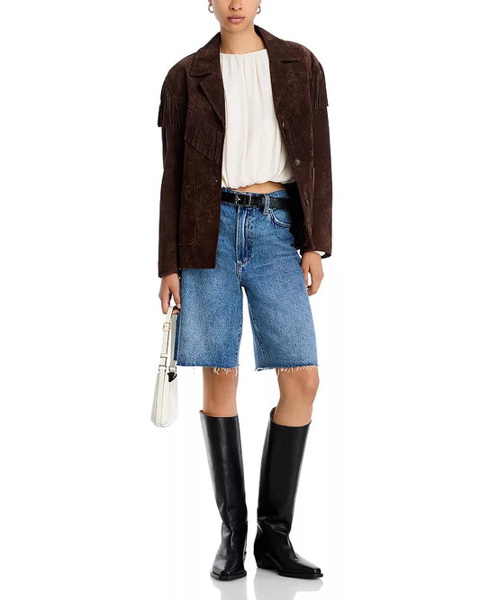 BLANK NYC Suede Fringe Jacket