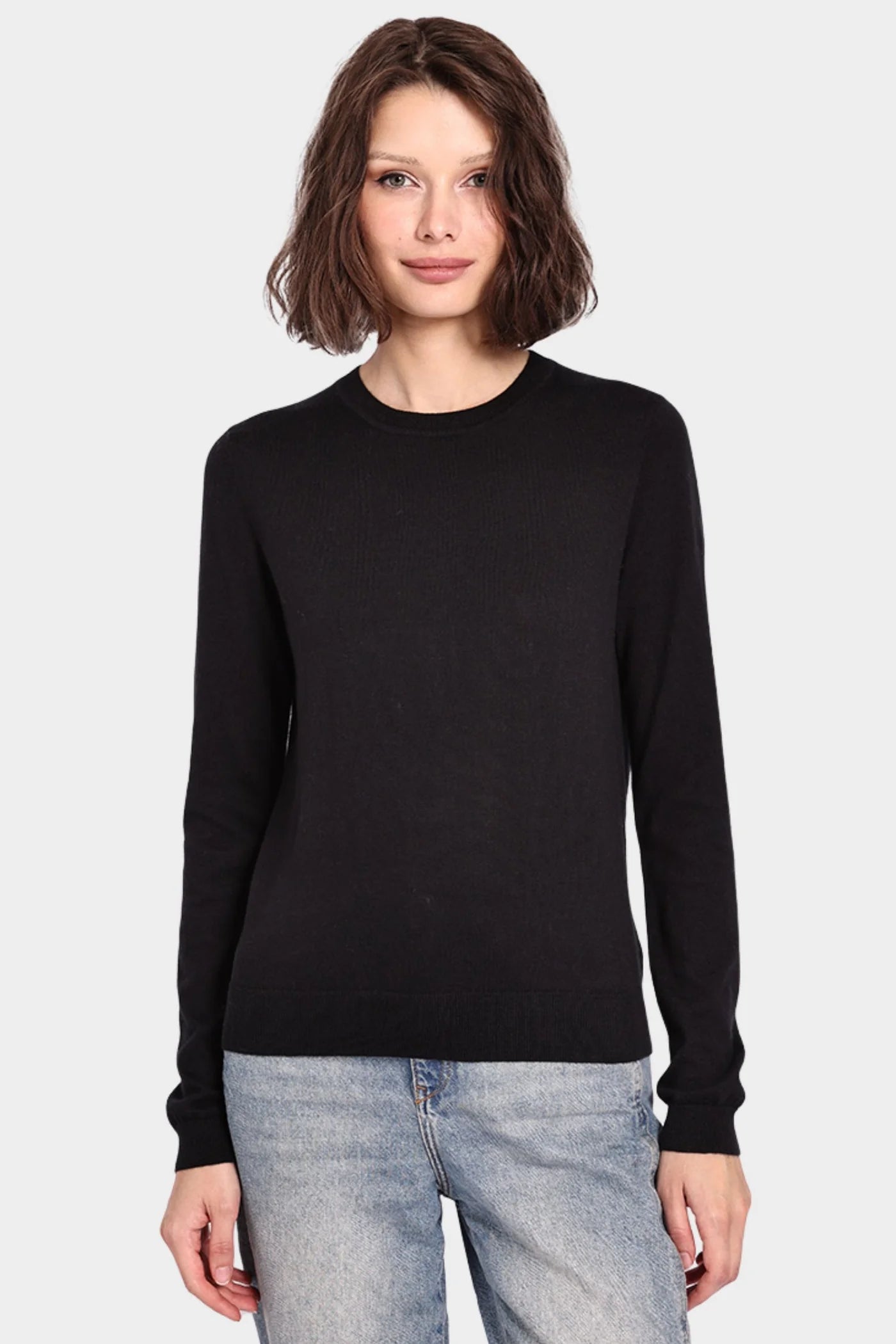 Supima Cotton & Cashmere Crew in Black