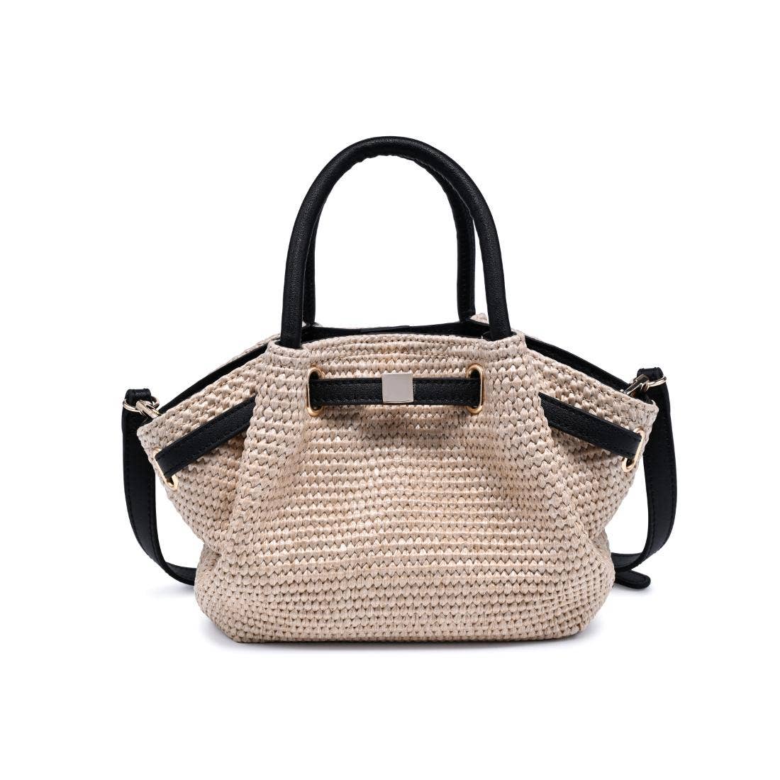 Selena - Straw Crossbody: Natural Black