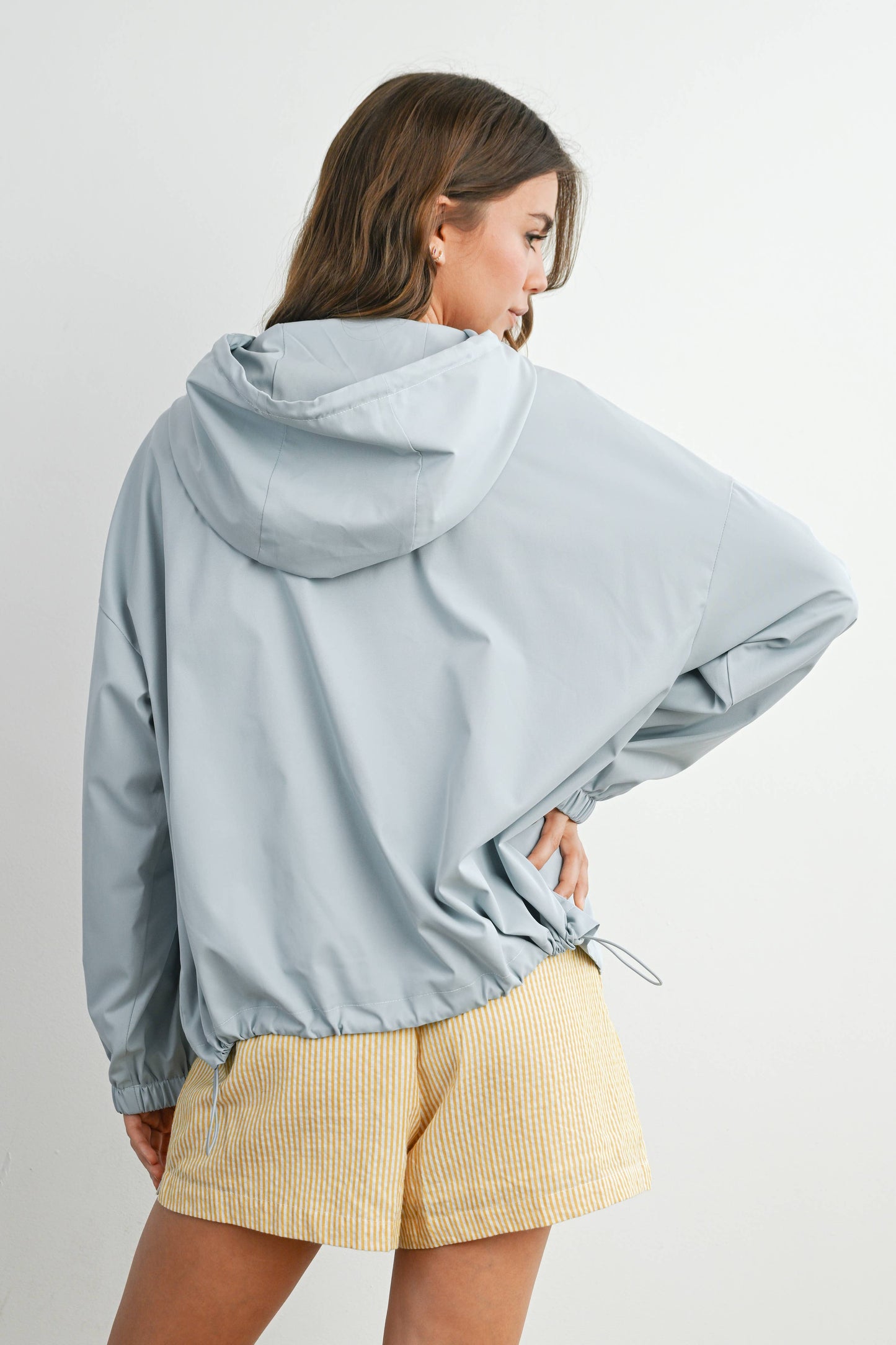 Hooded Pullover Long Sleeve Jacket - BMT7971: IVORY / M