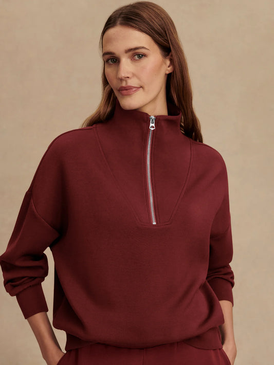 Hawley Half Zip Sweat in New Maroon