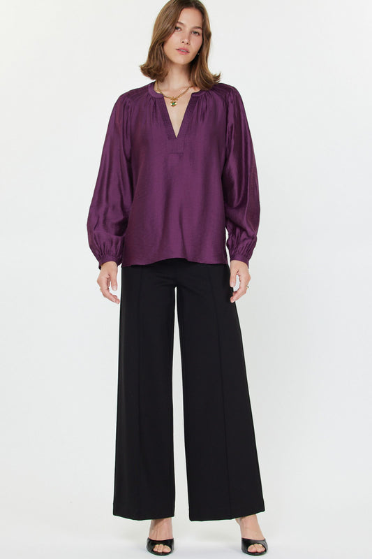 Boysenberry Split Neck Blouse