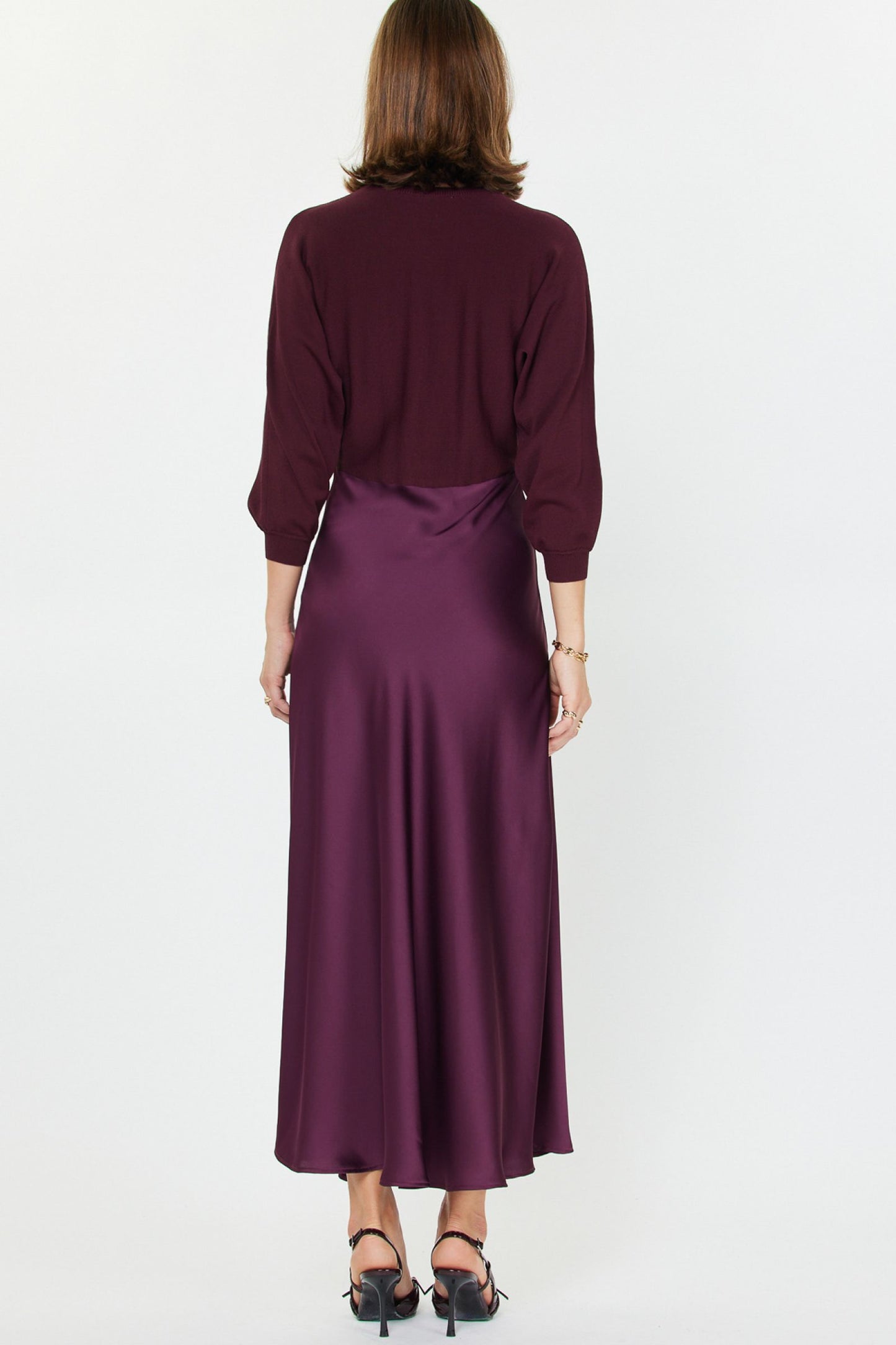 Wine Sweater Slip Dress