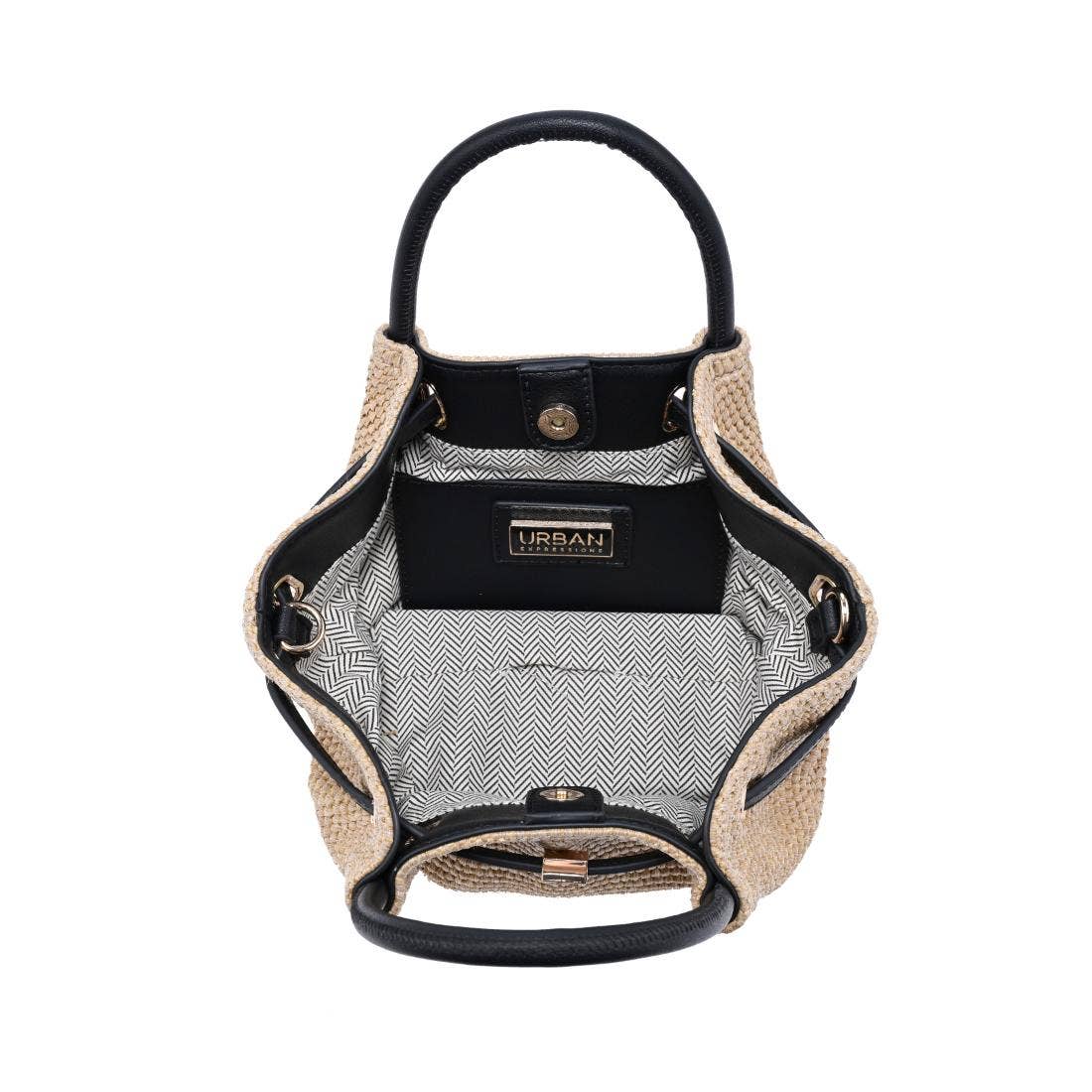 Selena - Straw Crossbody: Natural Black
