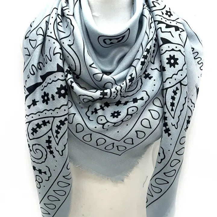 Large Square Scarf with Paisley Print