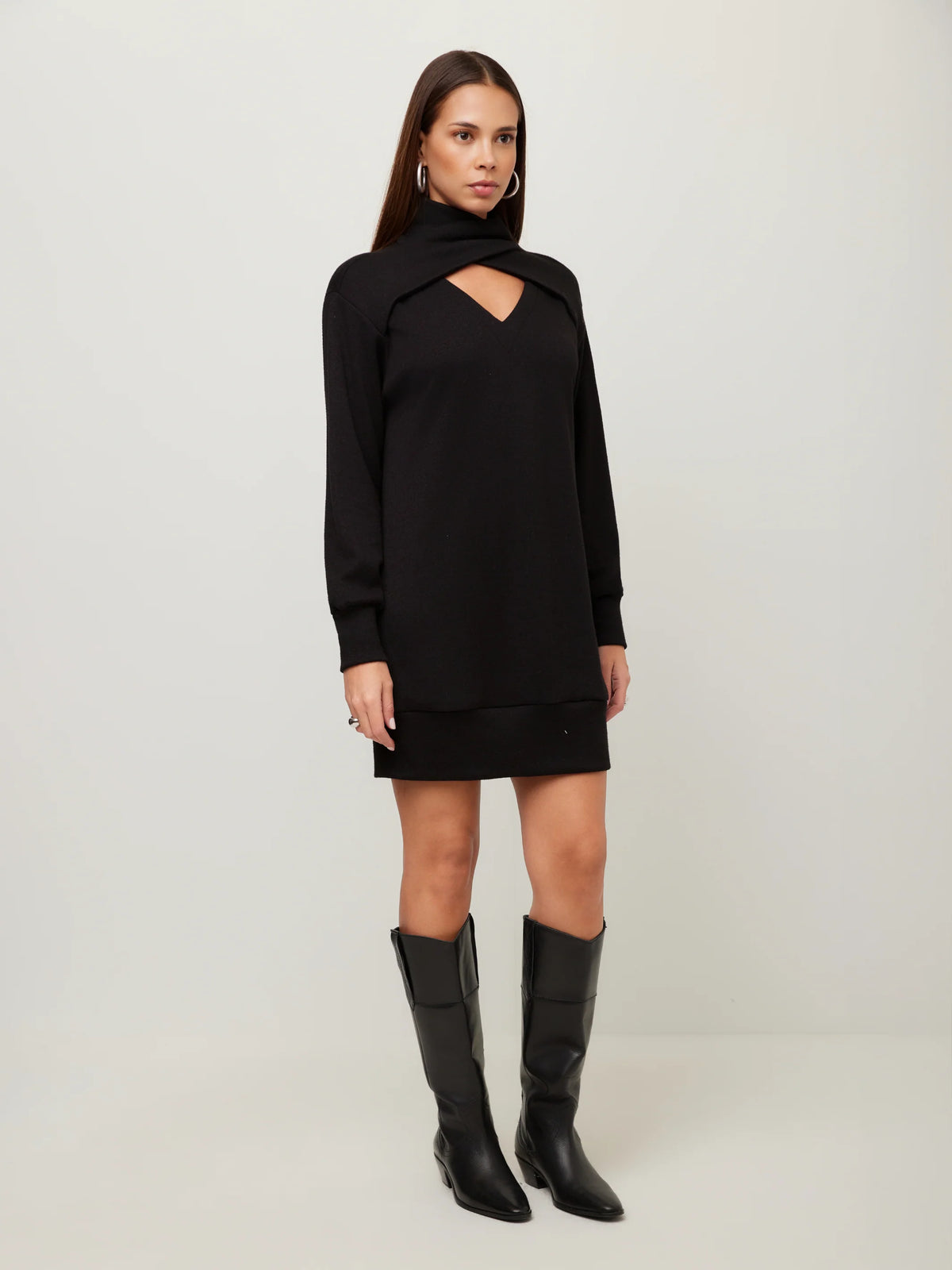Claylee Crossover Turtleneck Dress