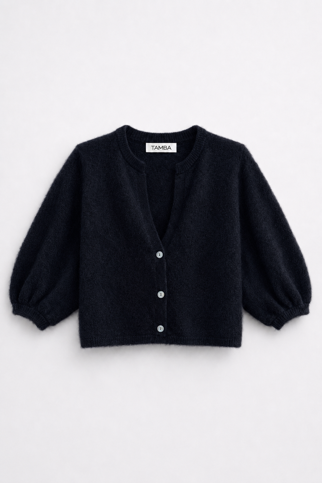 Angora knitted cardigan with V-neck: Einheitsgröße / Marineblau