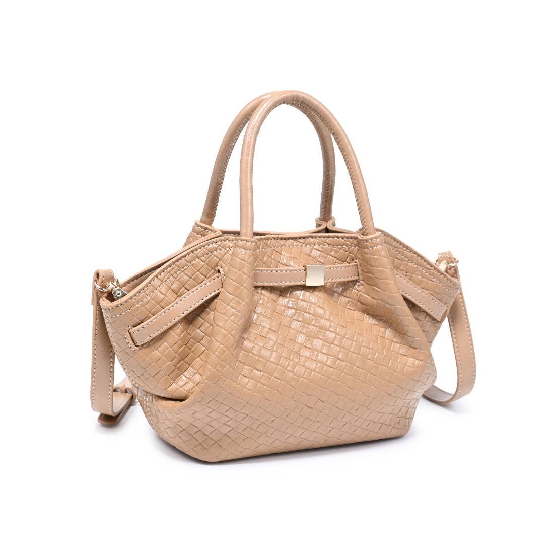 Selena - Embossed Woven Crossbody: Cognac