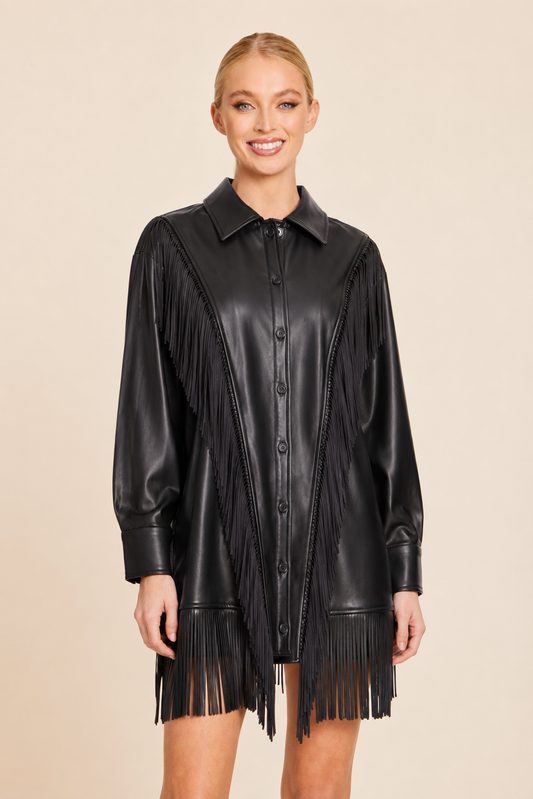 Fringe Shirt Dress/Jacket