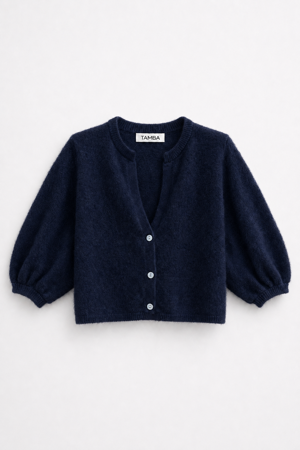 Angora knitted cardigan with V-neck: Einheitsgröße / Marineblau