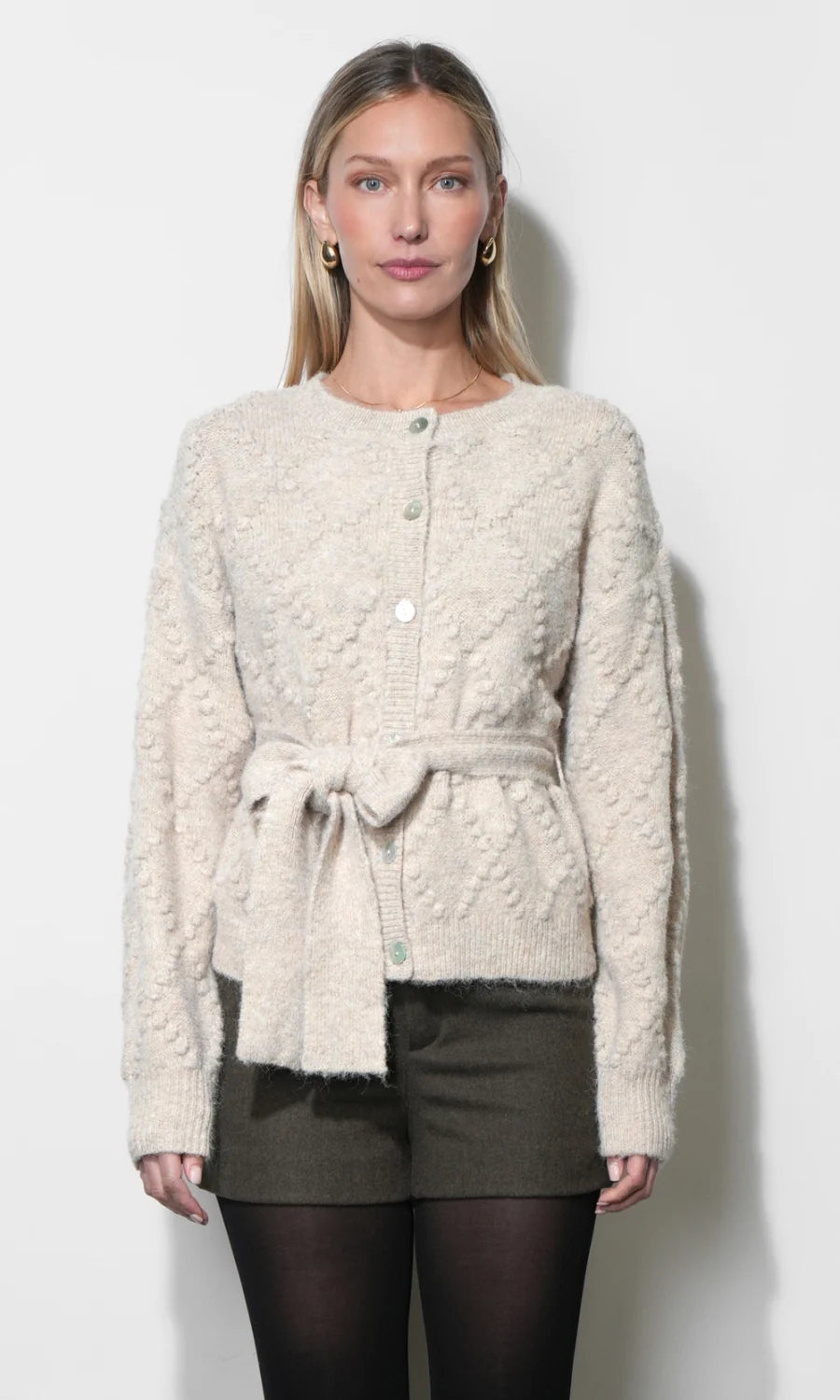 Bonnie PomPom Belted Cardigan