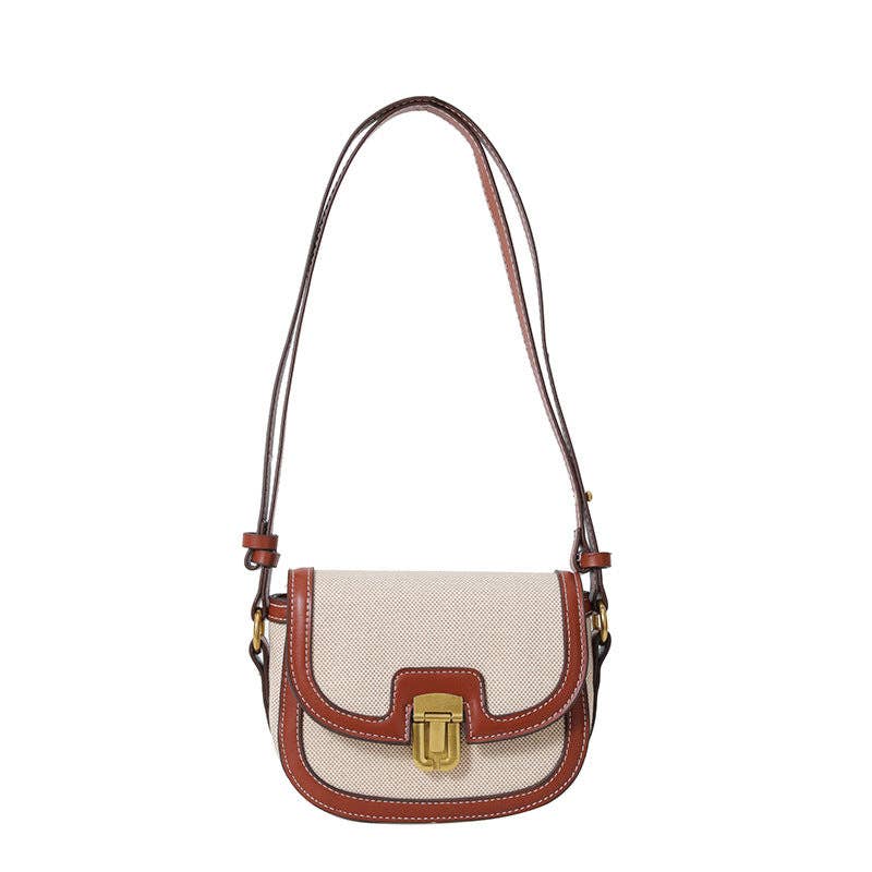Contrast Panel Saddle Shoulder Bag