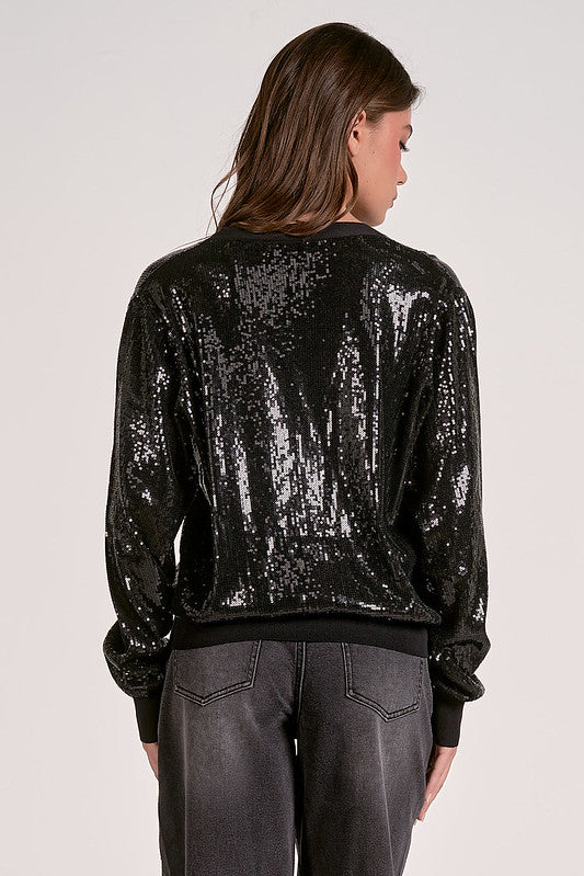 Black Sequin Cardigan