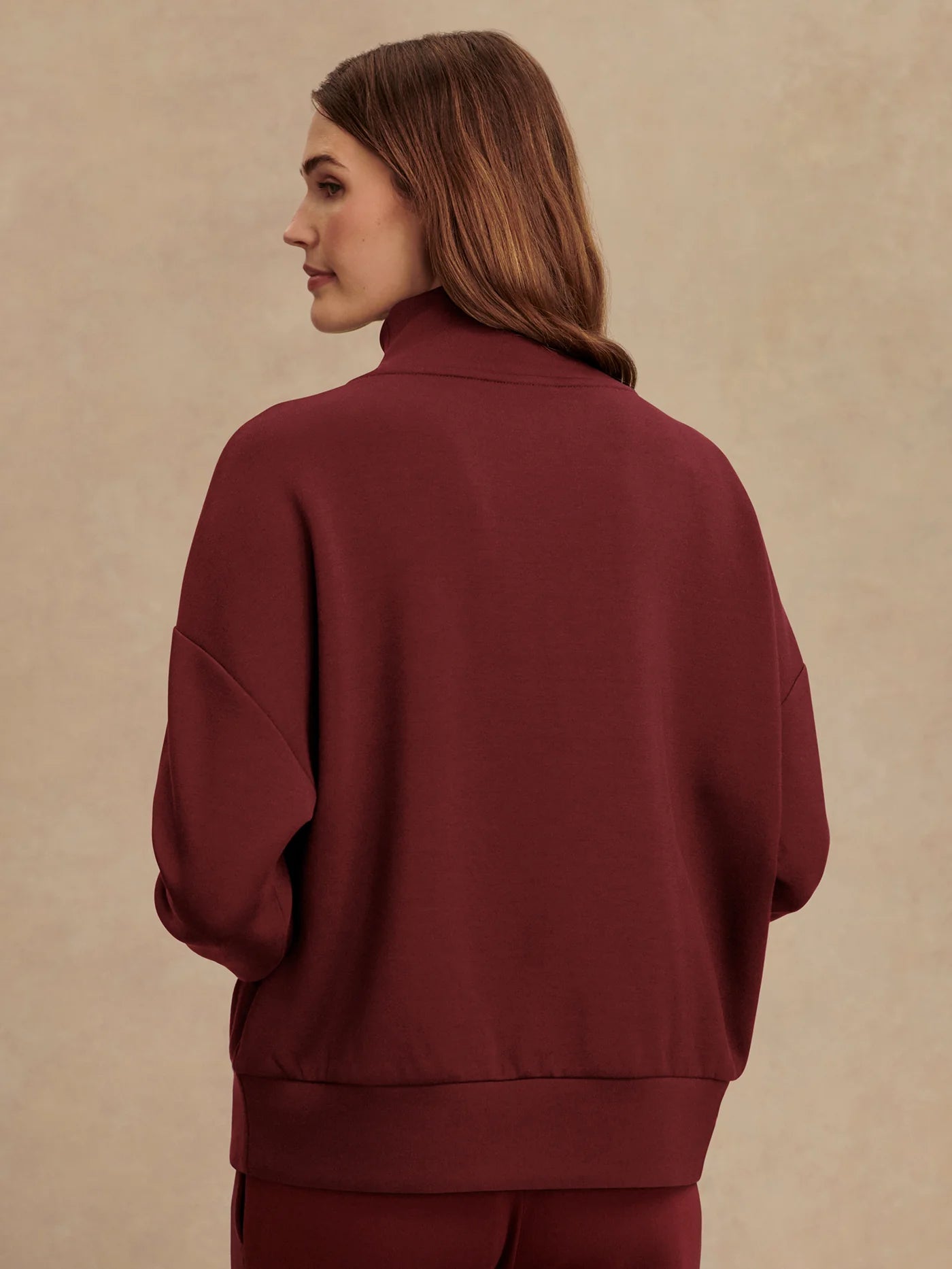 Hawley Half Zip Sweat in New Maroon