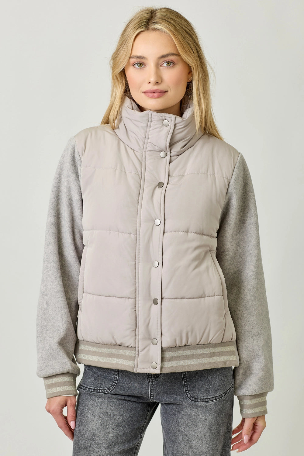 Mixed Media Puffer Jacket