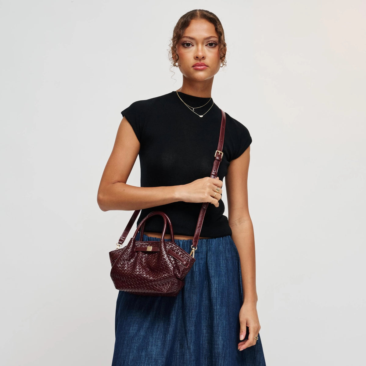 Selena Embossed Woven Crossbody