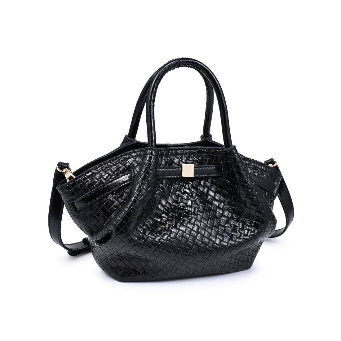 Selena - Embossed Woven Crossbody: Black