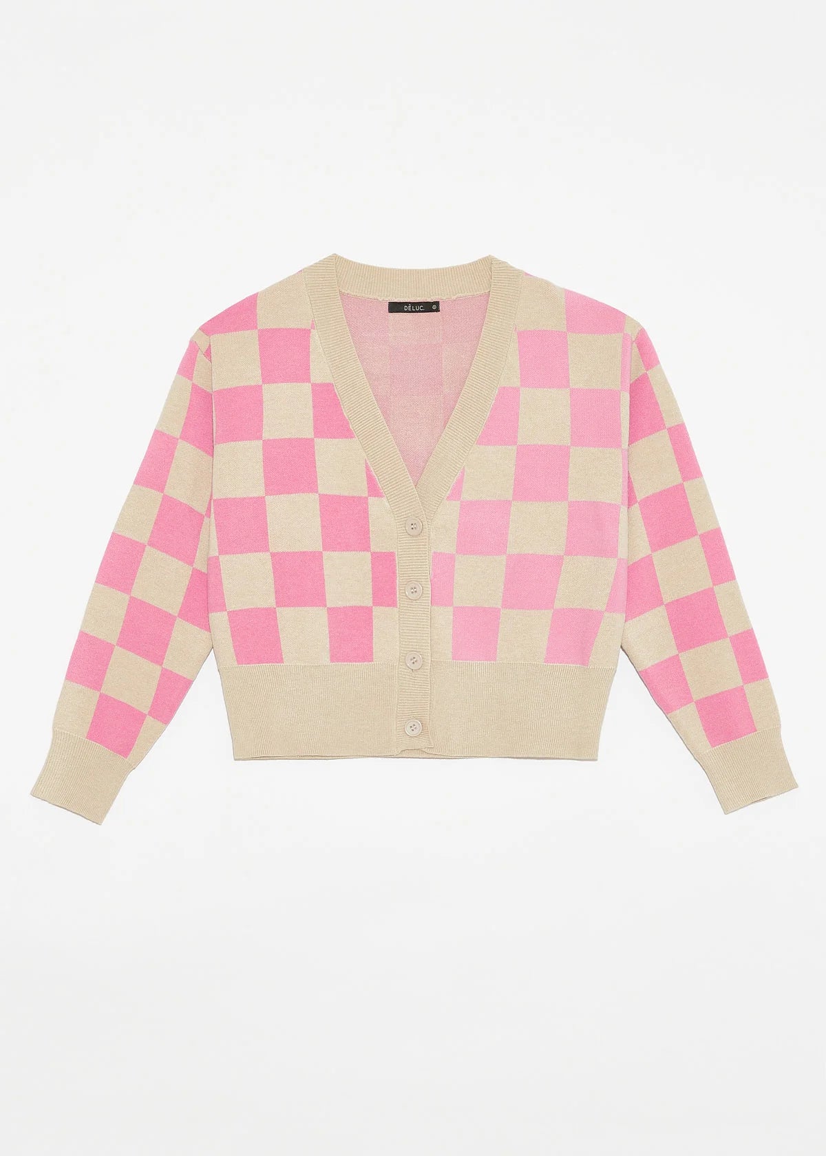 Pink Checkerboard Cardigan