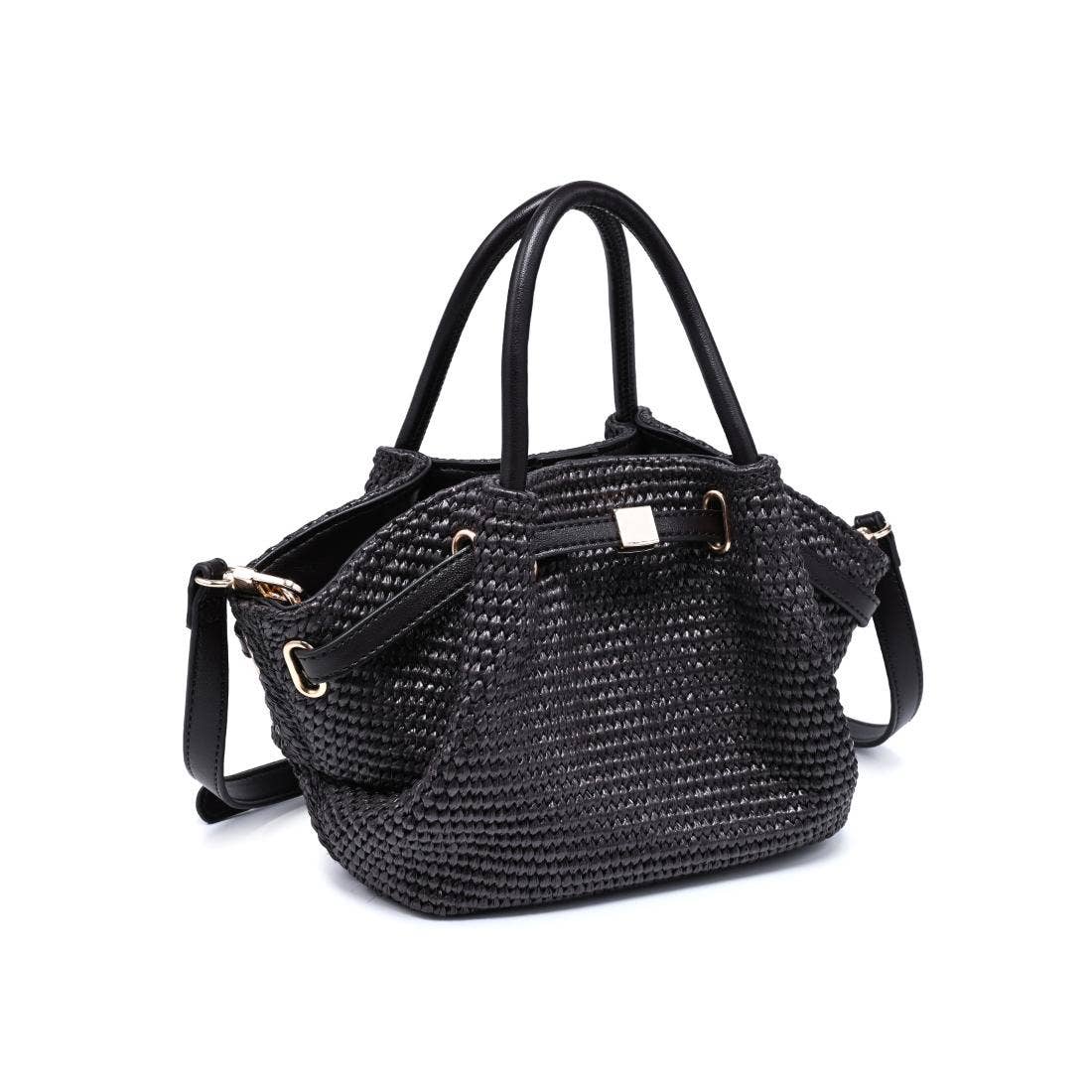 Selena - Straw Crossbody: Natural Black