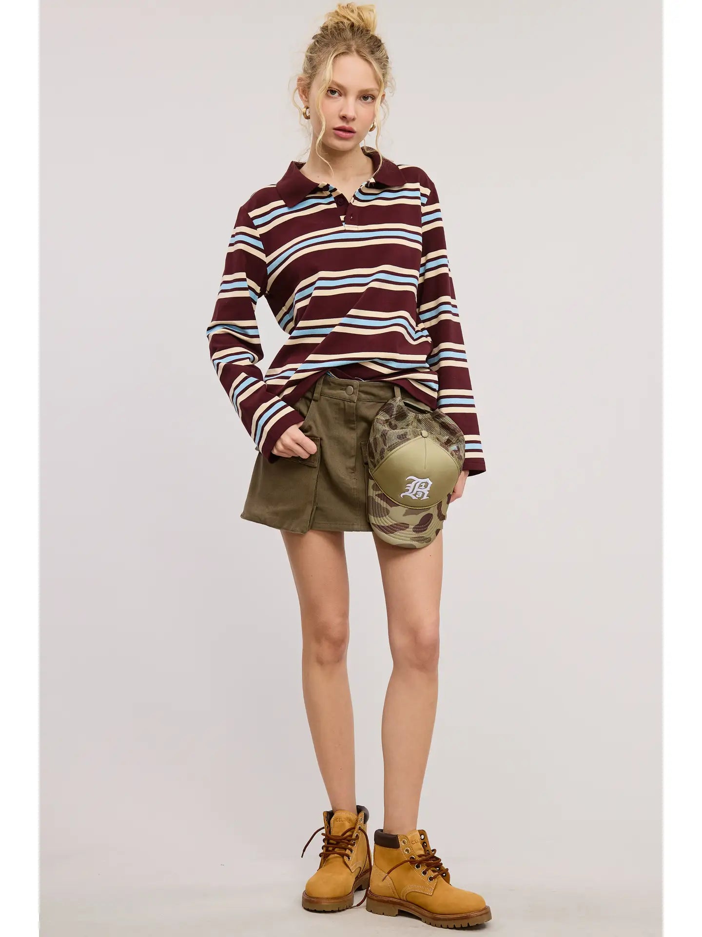 Striped Knit Polo Shirt