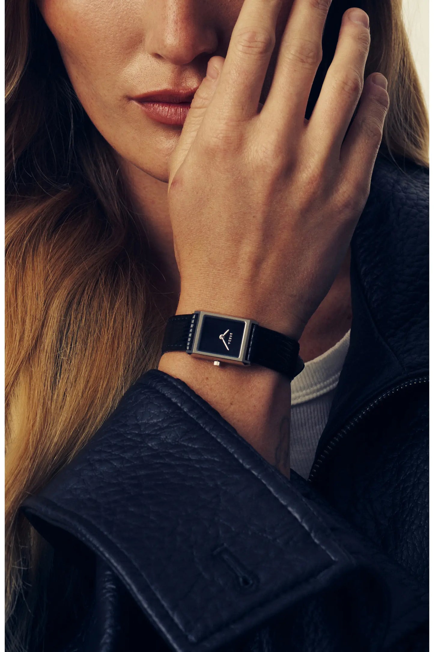 Small Virgil Leather Strap Tank Watch, 20mm x 26mm
