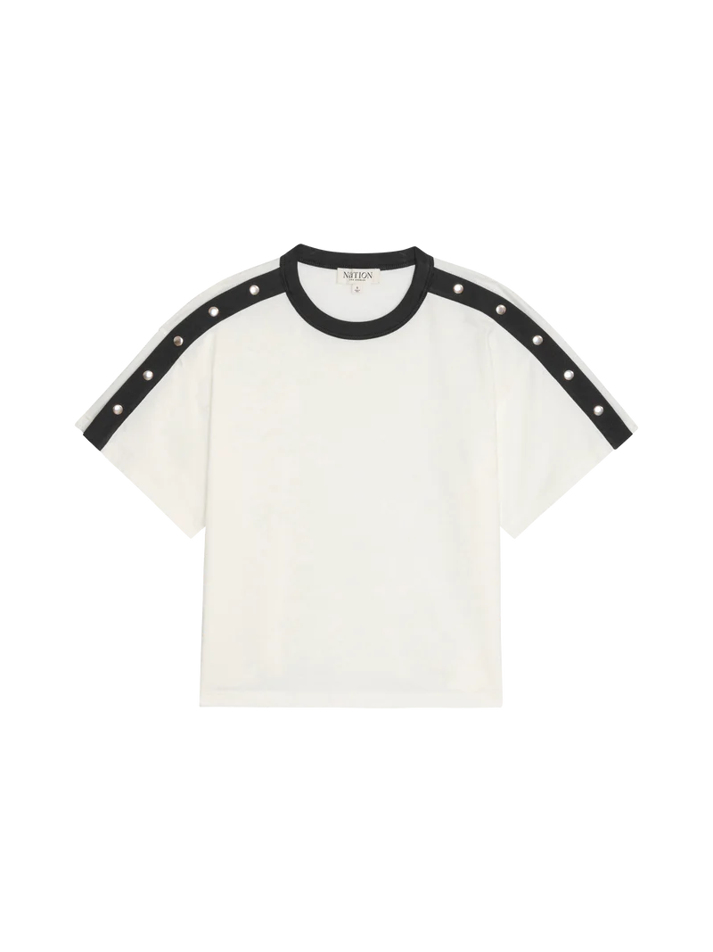 Ada Button Tee - Porcelain Color Block