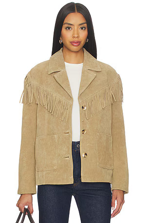 BLANK NYC Suede Fringe Jacket