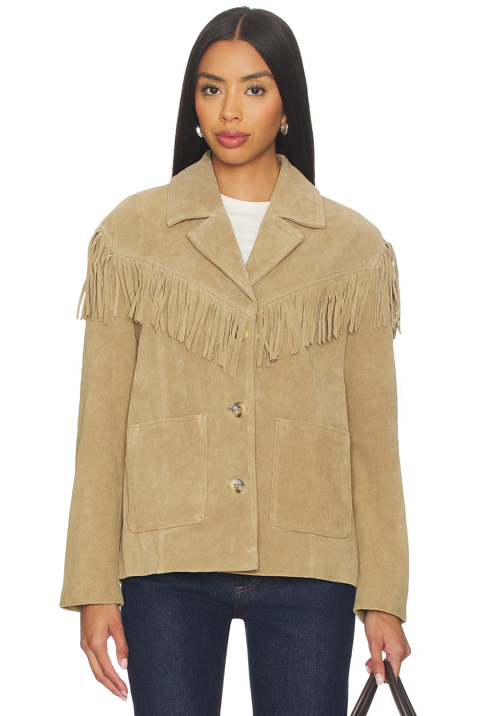 BLANK NYC Suede Fringe Jacket