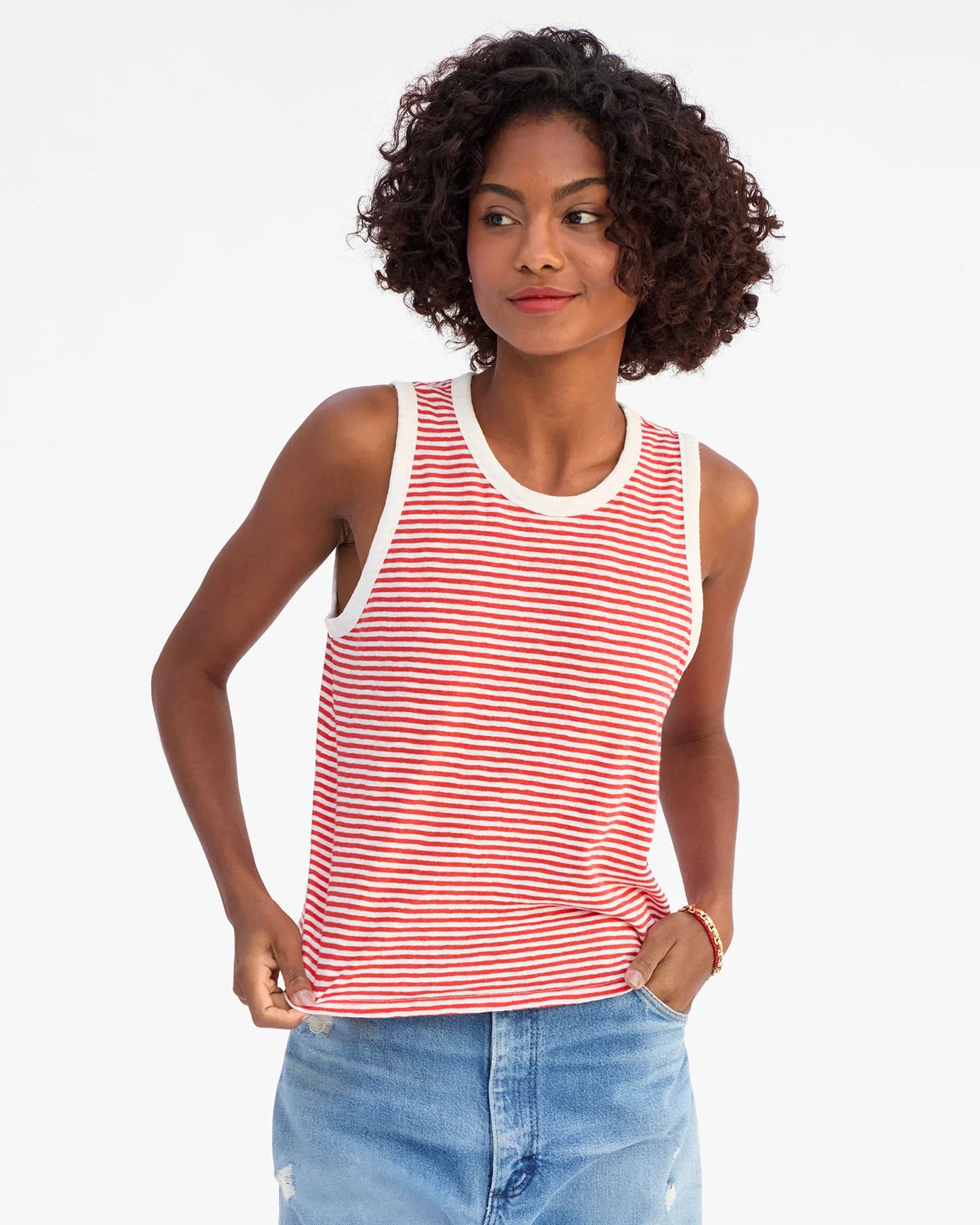 Camp Fit Tank Poppy/Cream
