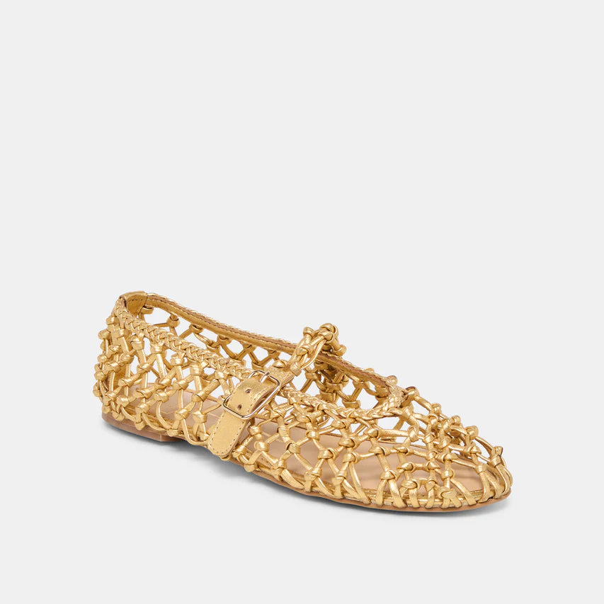 Clair Ballet Flats Gold Woven Leather