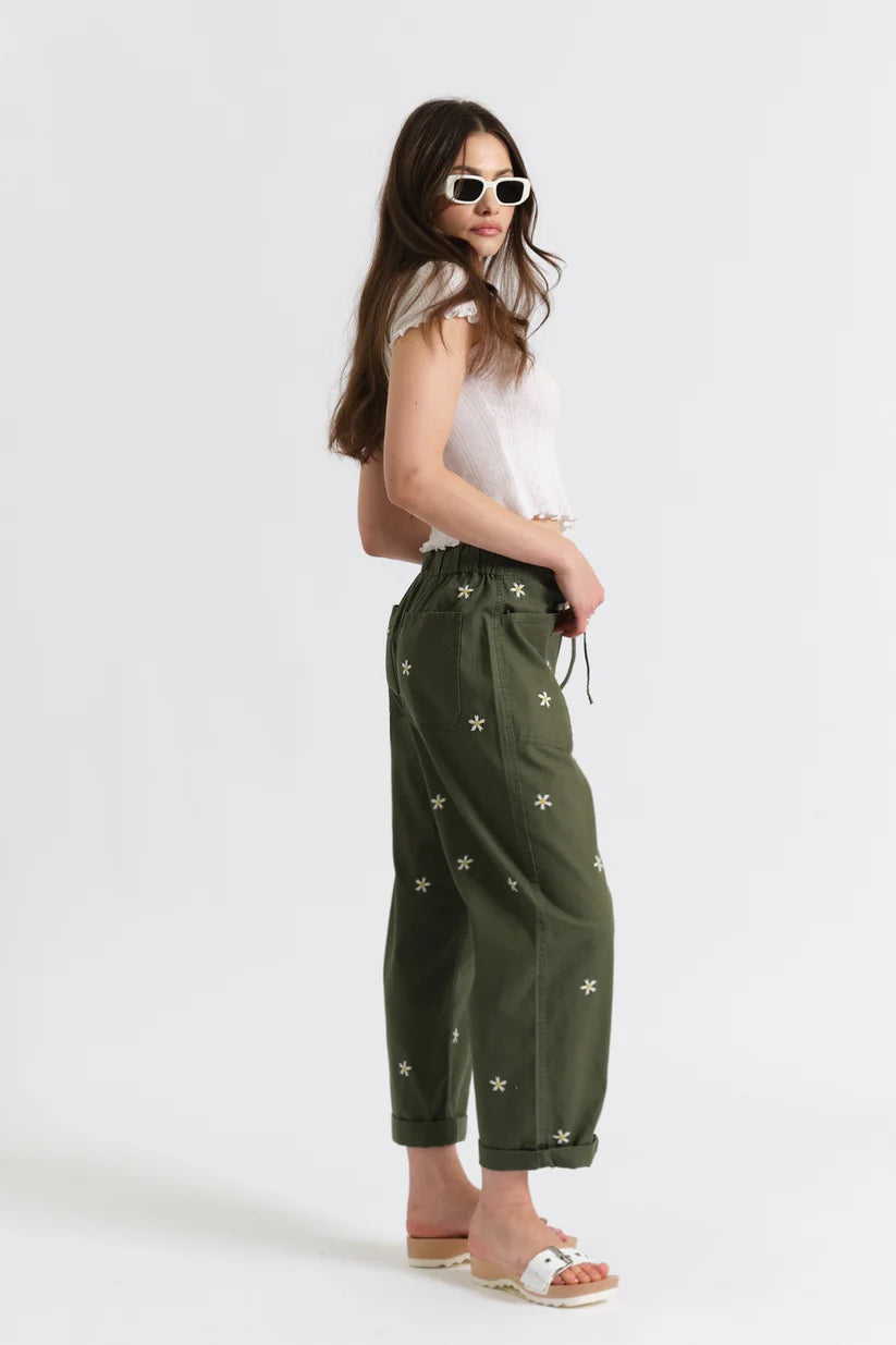 Villa Drawstring Bronze Green Daisy