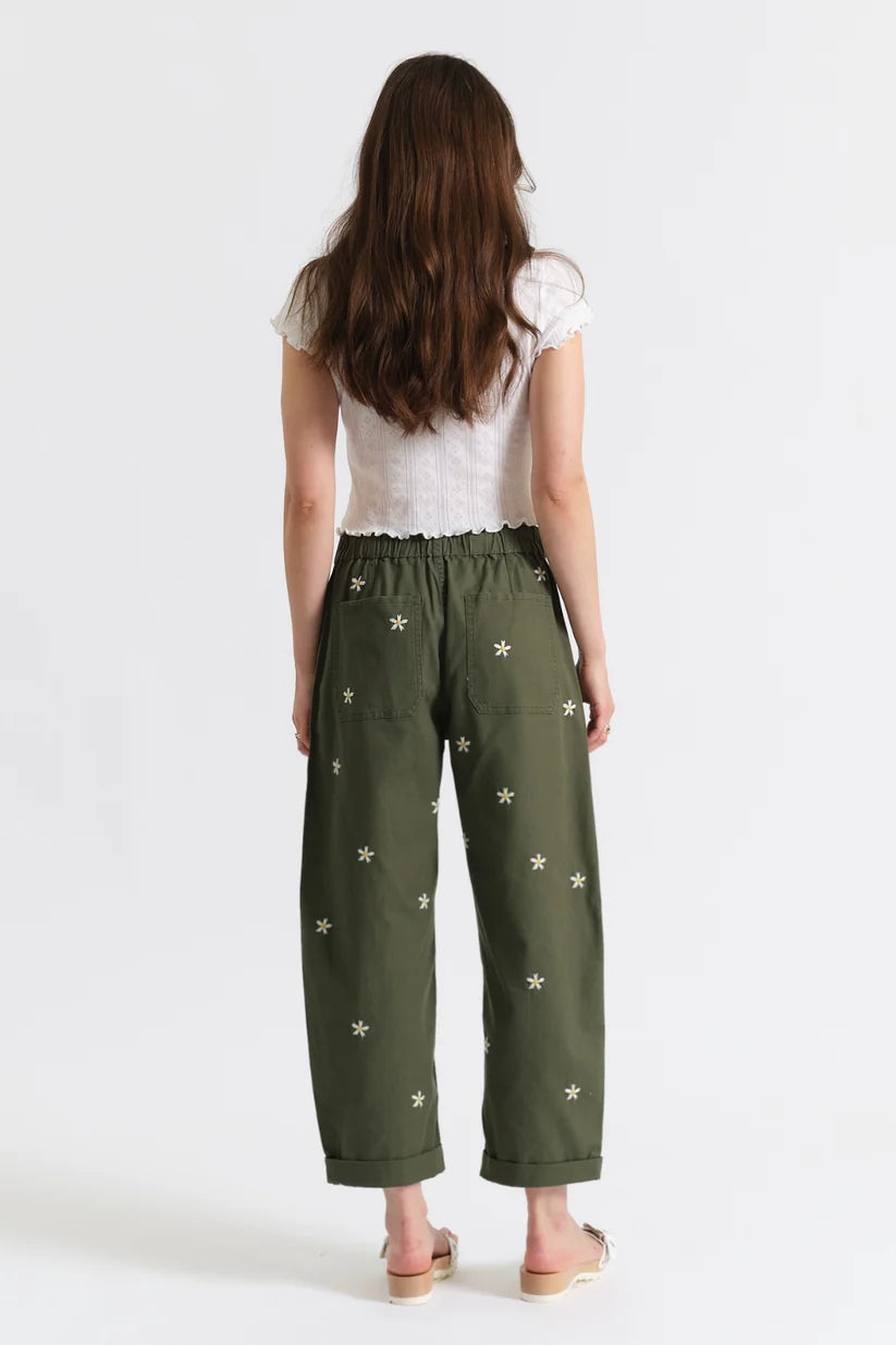 Villa Drawstring Bronze Green Daisy