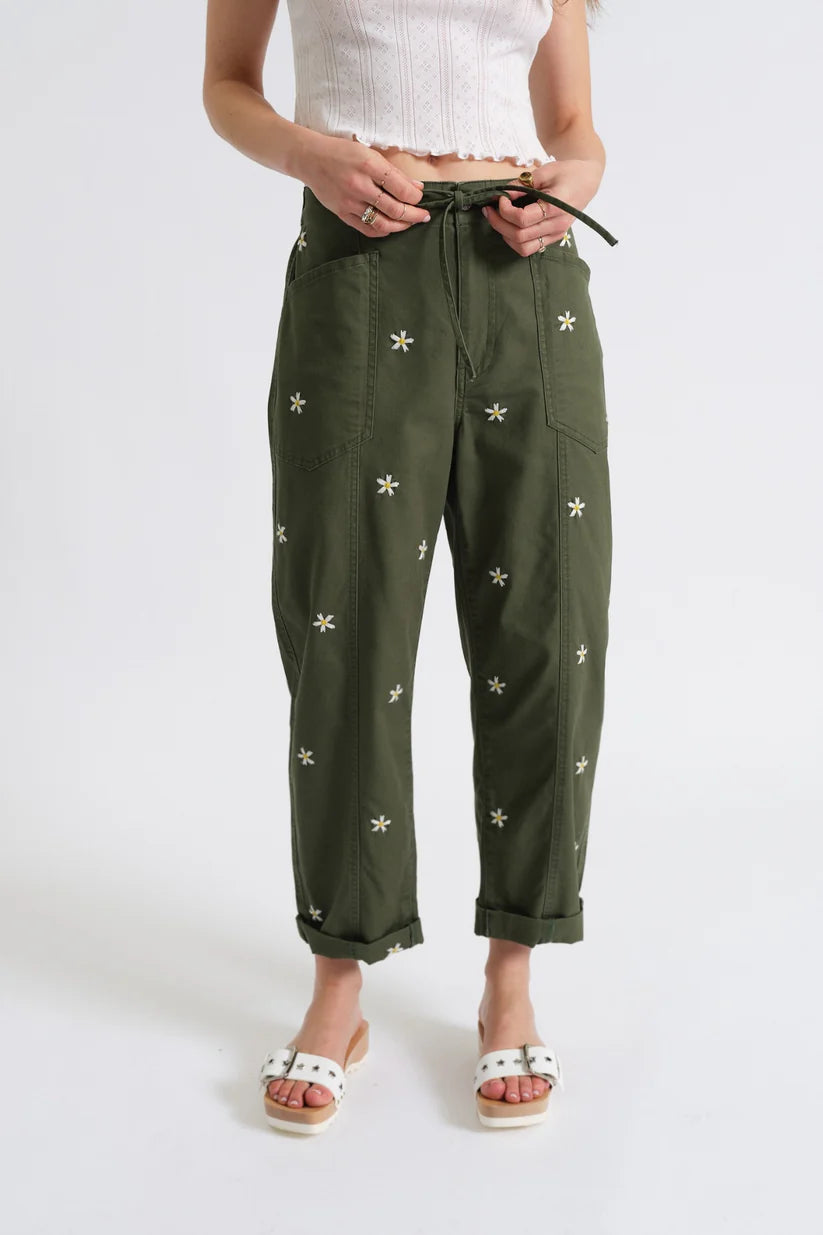 Villa Drawstring Bronze Green Daisy
