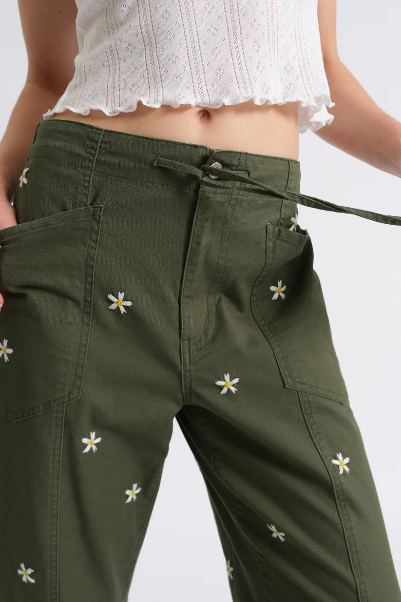 Villa Drawstring Bronze Green Daisy