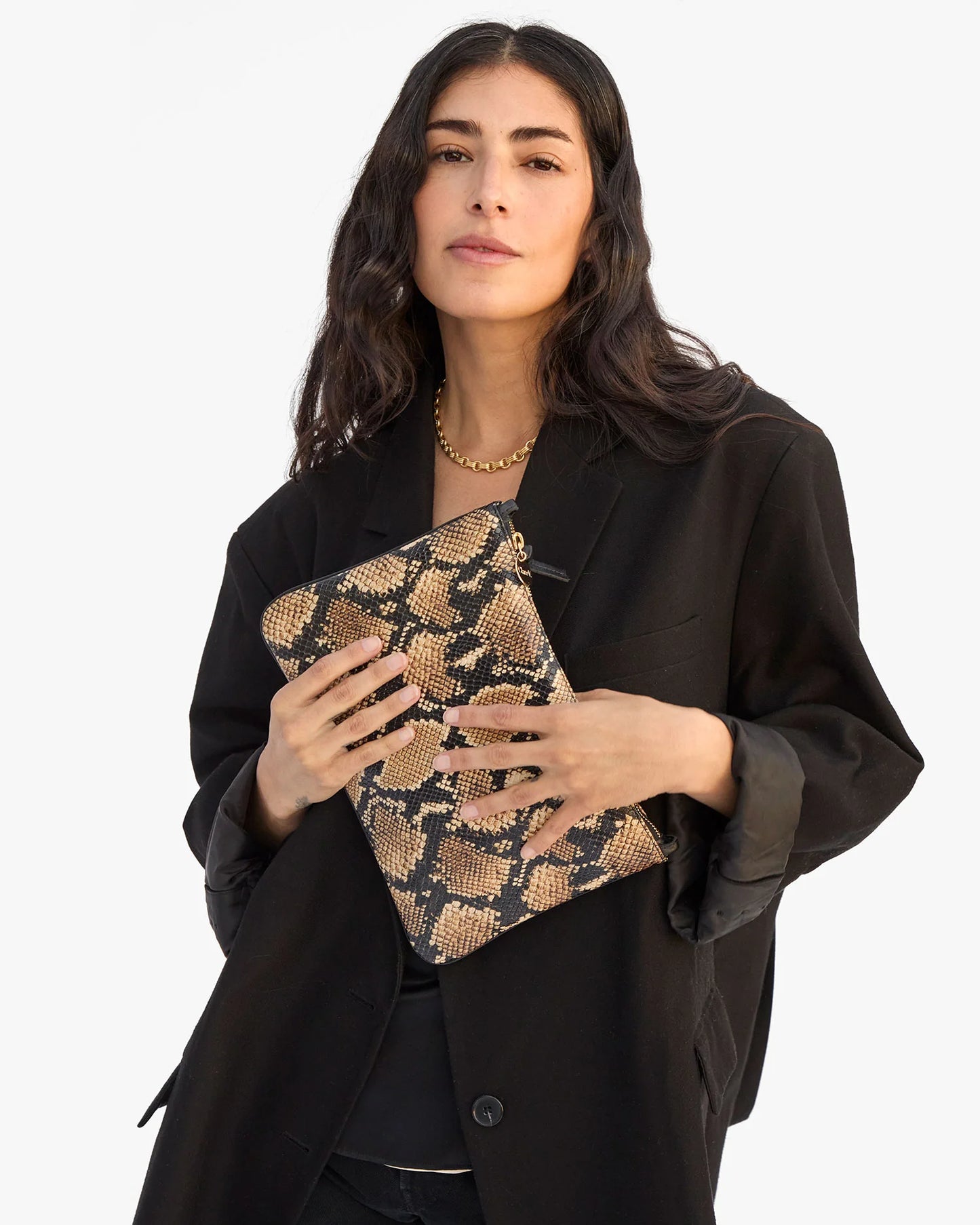 Flat Clutch w/Tabs Tan Desert Snake