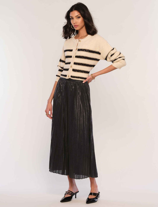 Enora Metallic Pleated Skirt