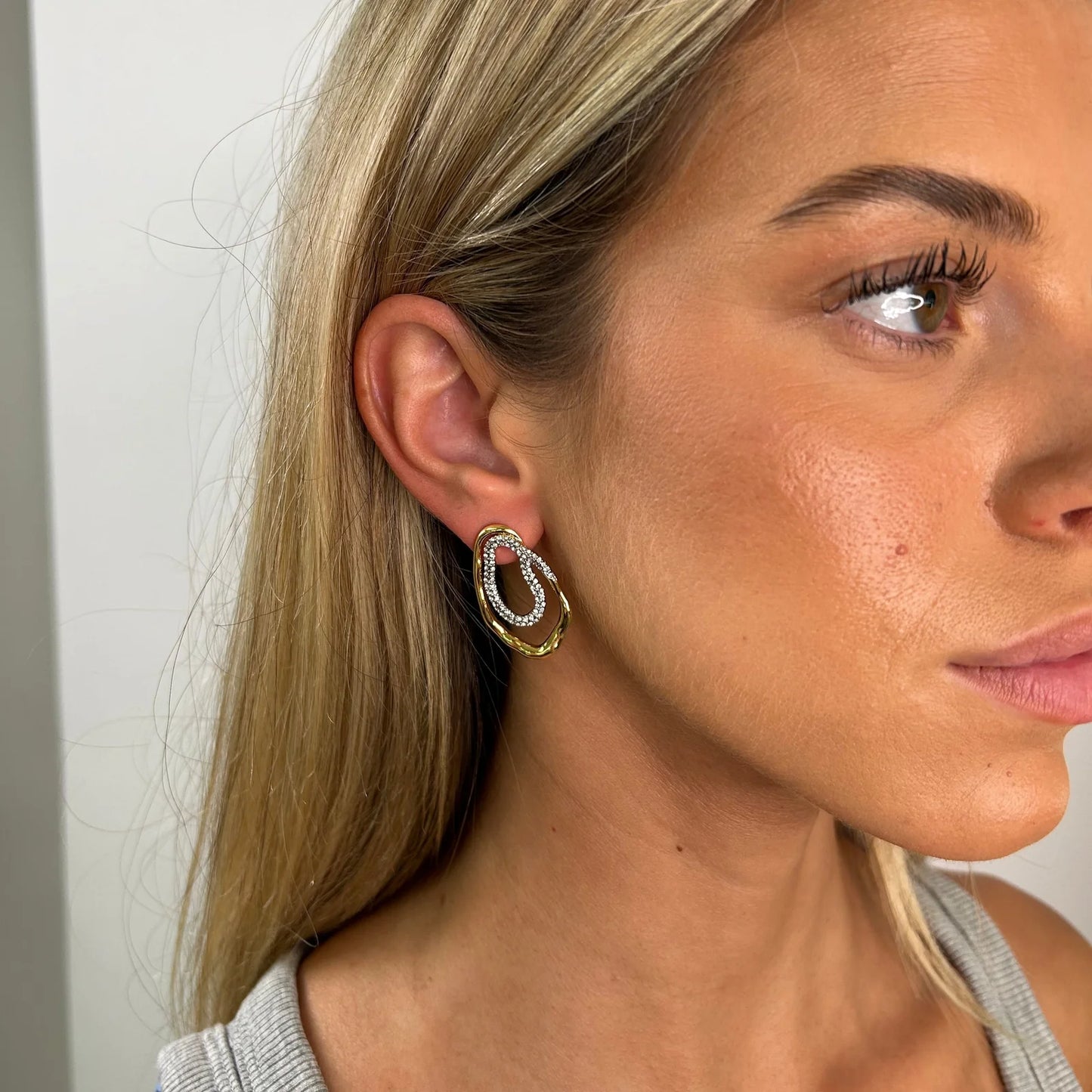 Harper Two Tone Pave Earrings