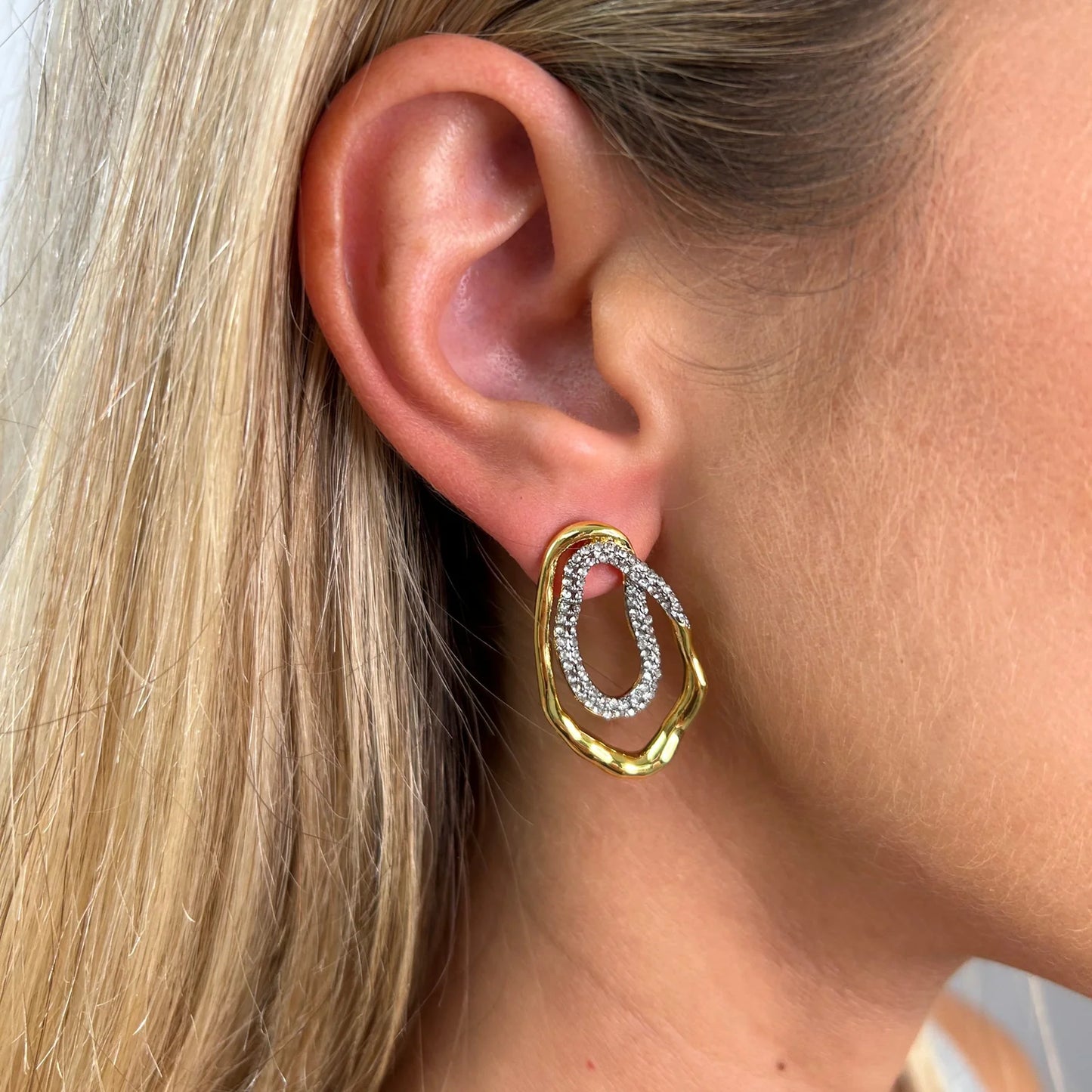 Harper Two Tone Pave Earrings
