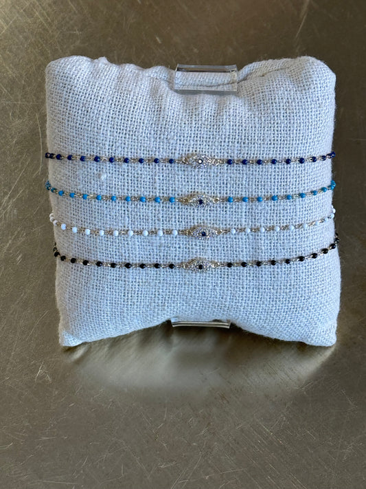CZ Evil Eye & Beaded Bracelet