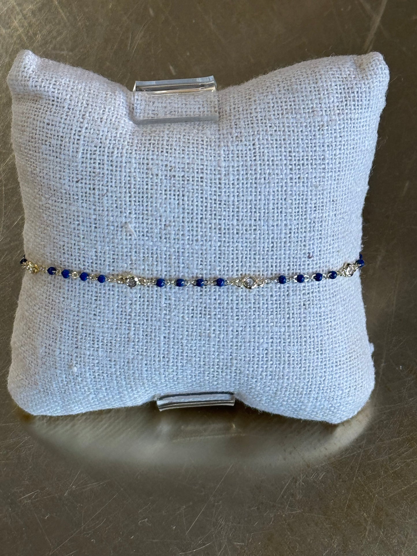 Bezel CZ & Beaded Bracelet