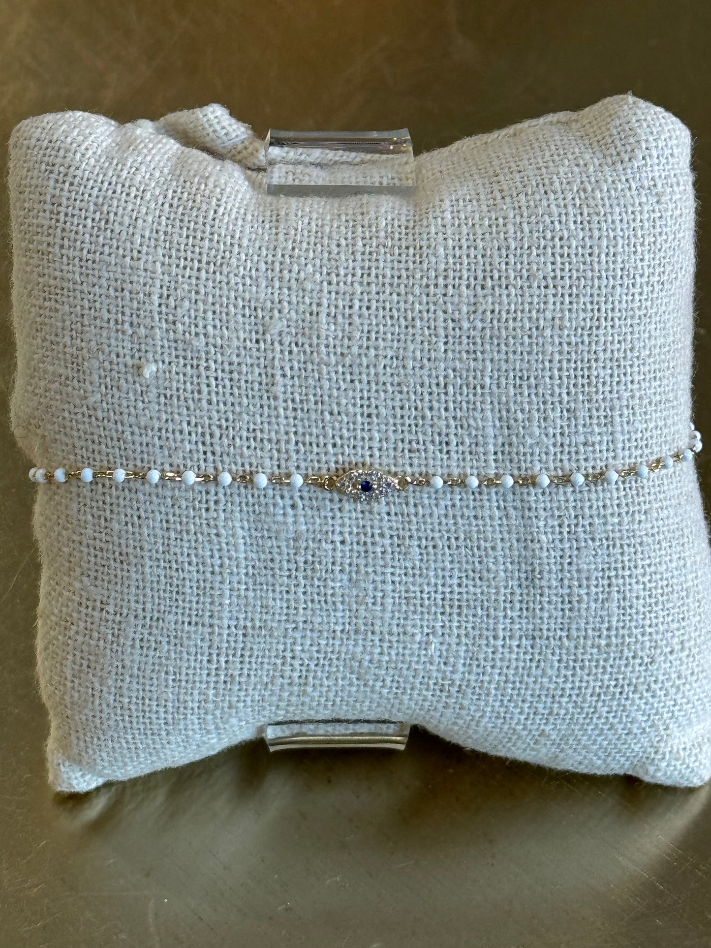CZ Evil Eye & Beaded Bracelet