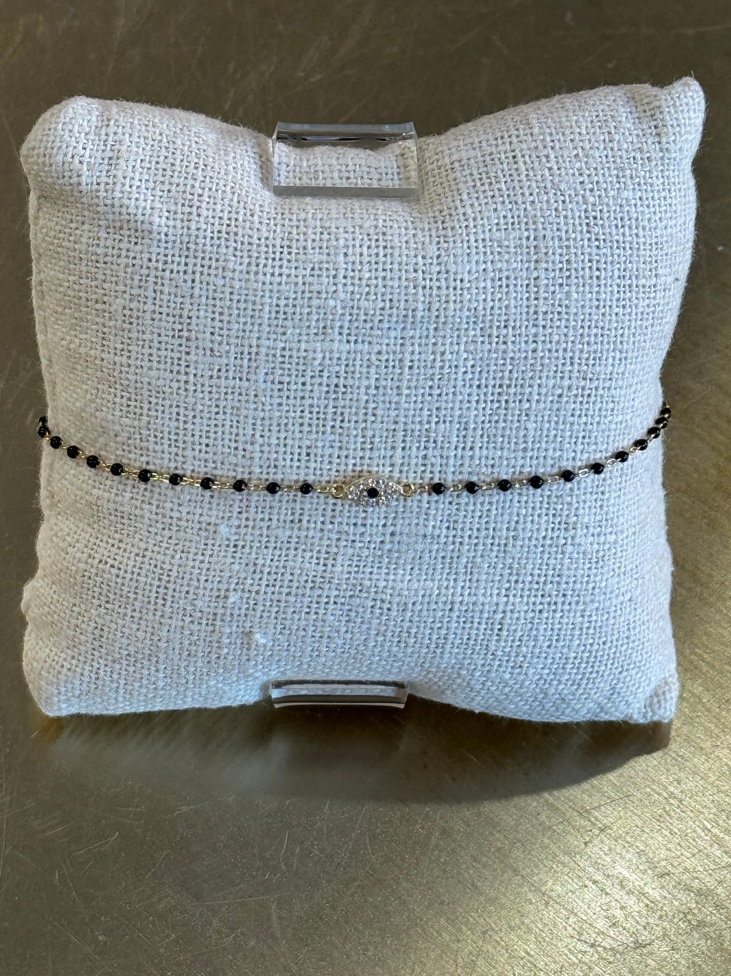 CZ Evil Eye & Beaded Bracelet