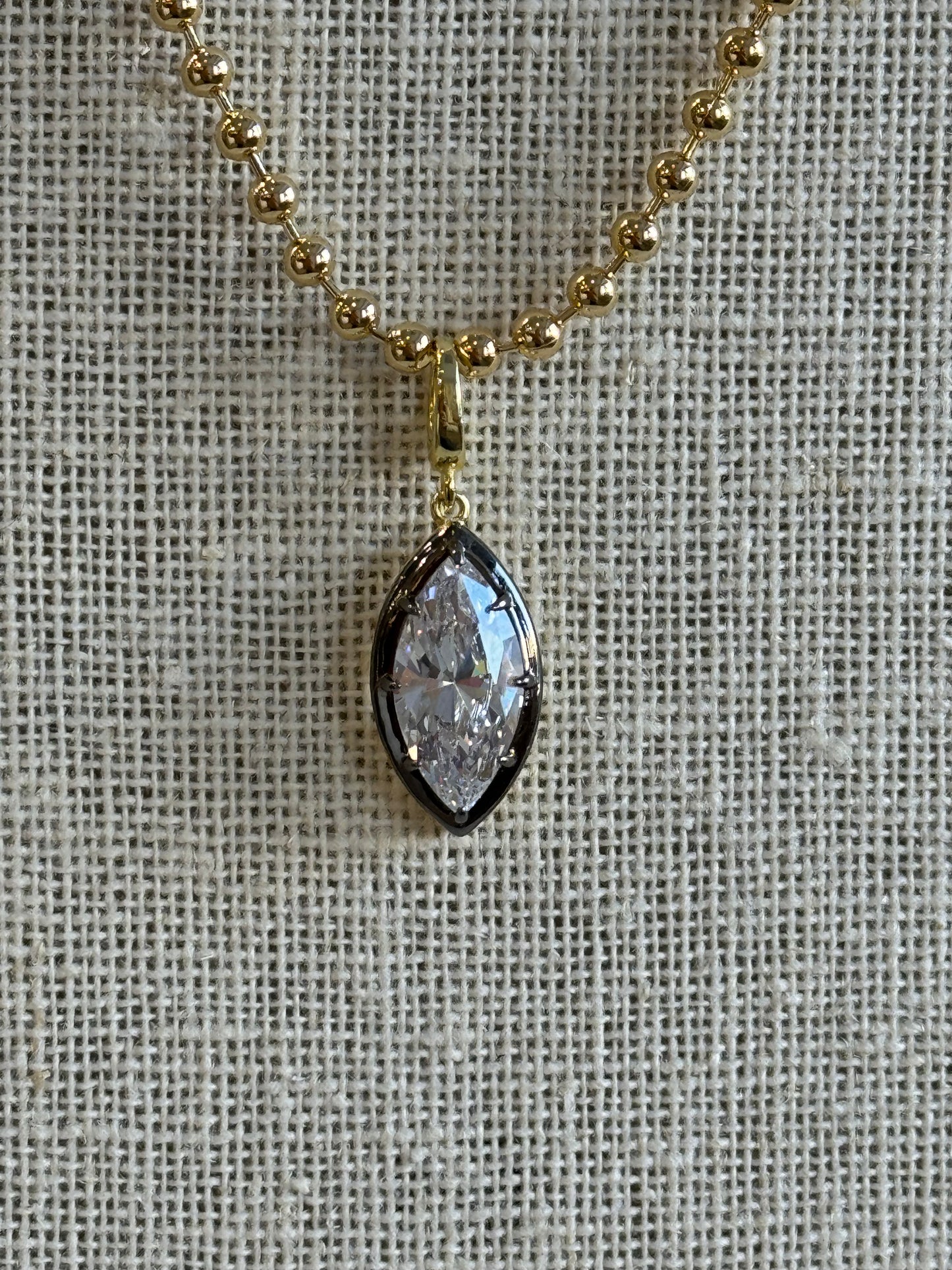 Marquis Onyx Bezel Charm