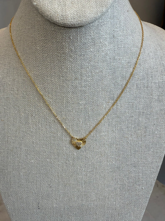 Fluted Heart Necklace